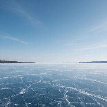 Ясное зимнее небо над замёрзшим водоёмом