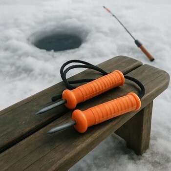 Лежащие на лавке спасалки для льда, забытые перед выходом