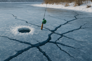 Трещины во льду у берега создают необходимость изменить маршрут
