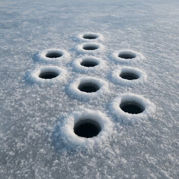 Тренировочный рисунок лунок на льду в виде веера и линии