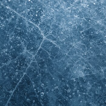 Крупный план структуры льда с трещинками и пузырьками