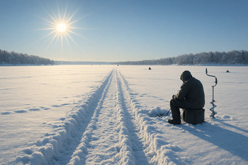 Длинный маршрут по середине зимы под ярким солнцем
