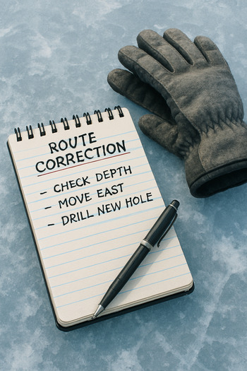 Блокнот с пометками о корректировке маршрута лежит рядом с перчатками